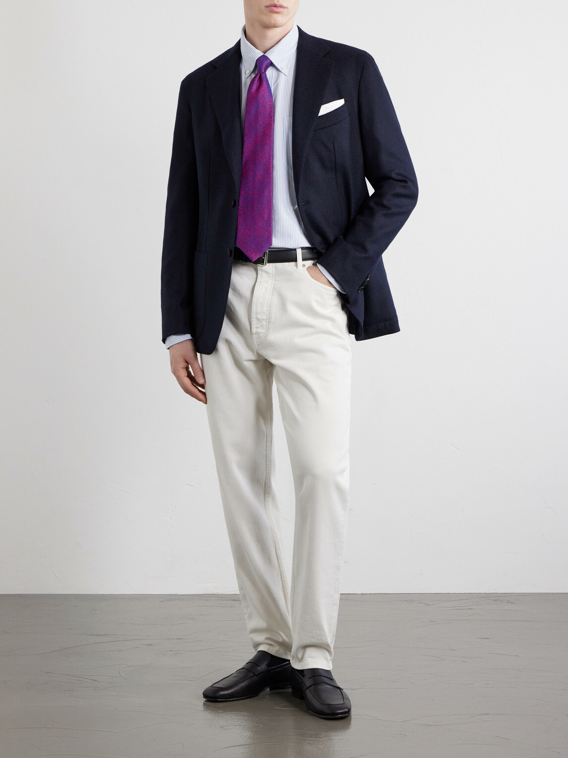 Caruso - Aida Wool and Cashmere-Blend Twill Blazer - Blue