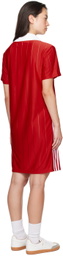 adidas Originals Red Adicolor 3-Stripes Pinstripe Minidress