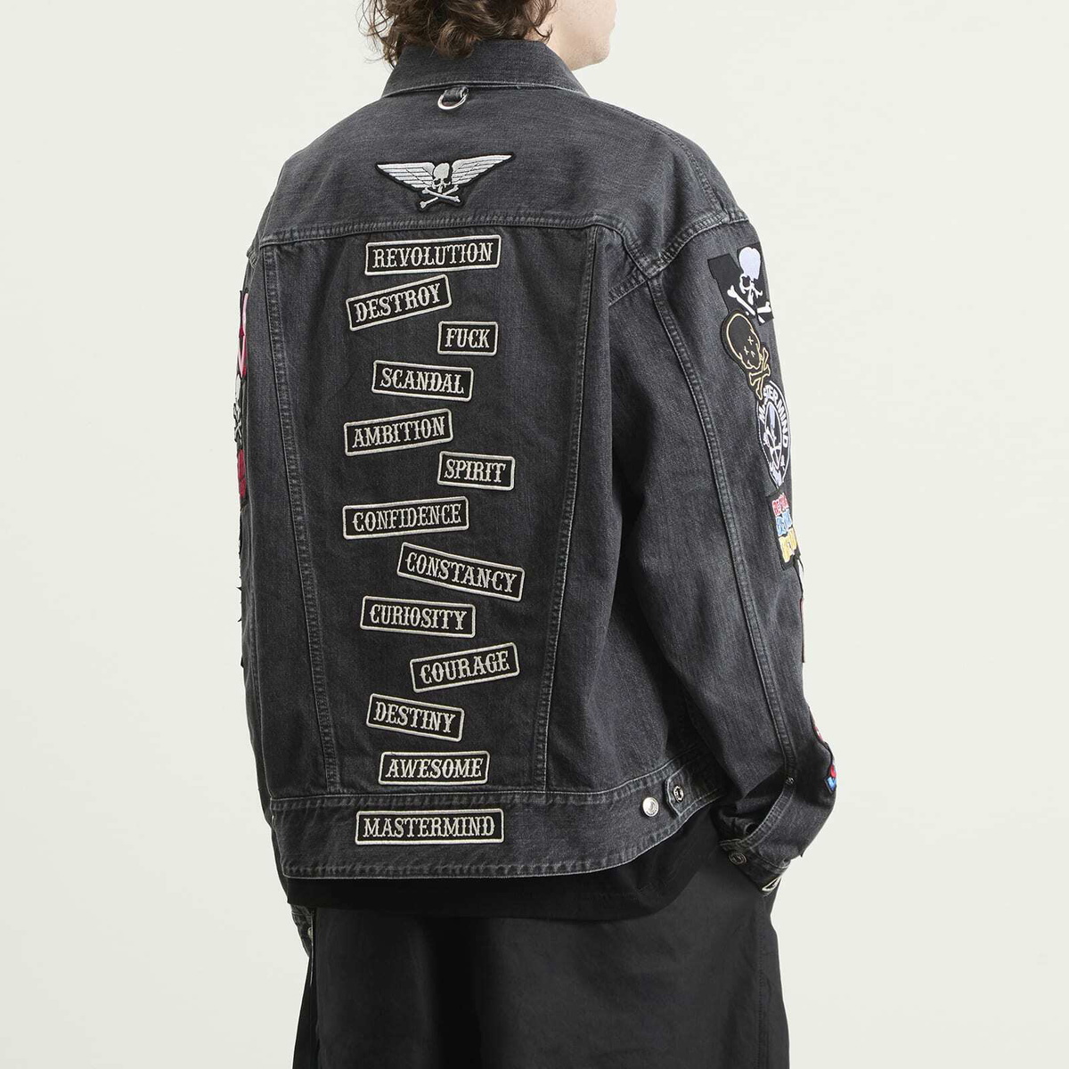 MASTERMIND WORLD Men's Patched Denim Jacket in Black