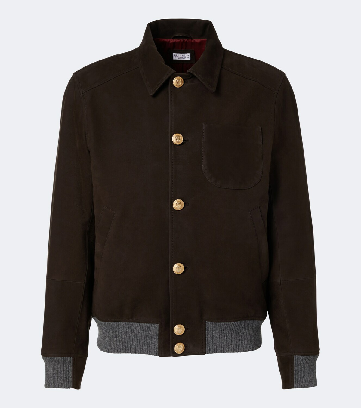 Brunello Cucinelli Cashmere-trimmed leather blouson jacket