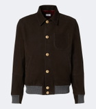 Brunello Cucinelli Cashmere-trimmed leather blouson jacket