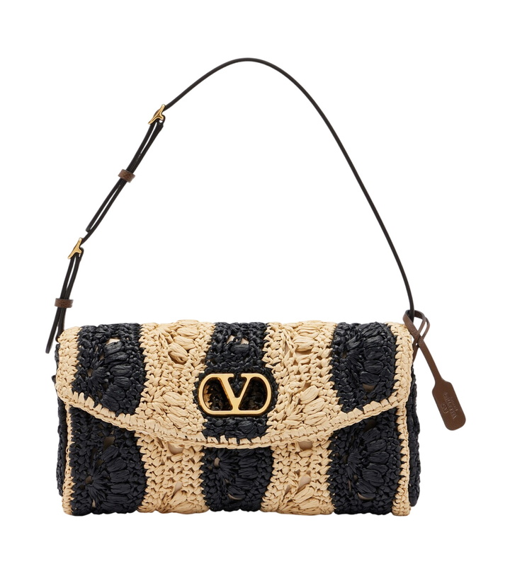 Photo: Valentino Garavani DeVain Small raffia-effect shoulder bag