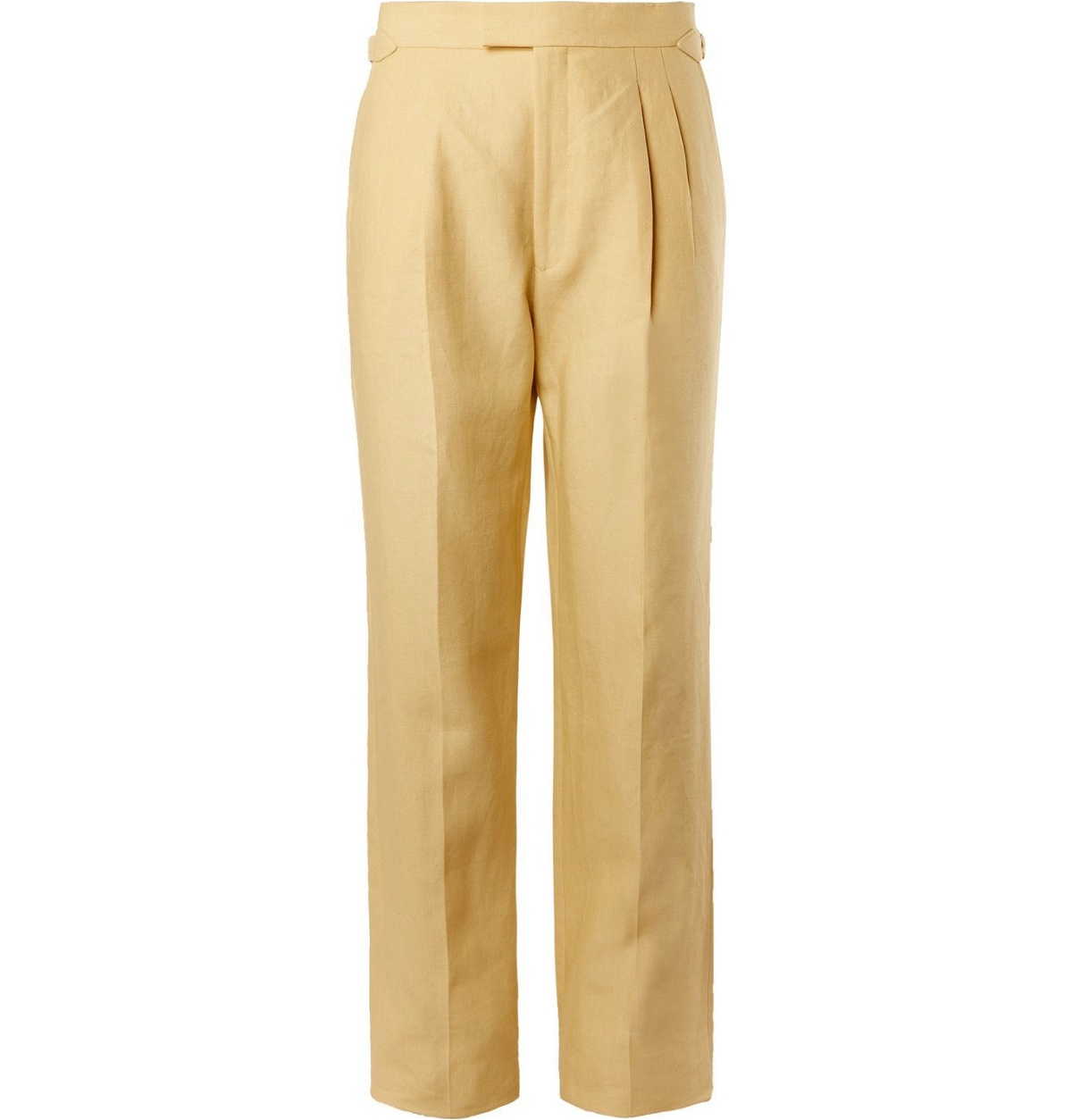 Maximilian Mogg - Pleated Linen Suit Trousers - Yellow Maximilian Mogg