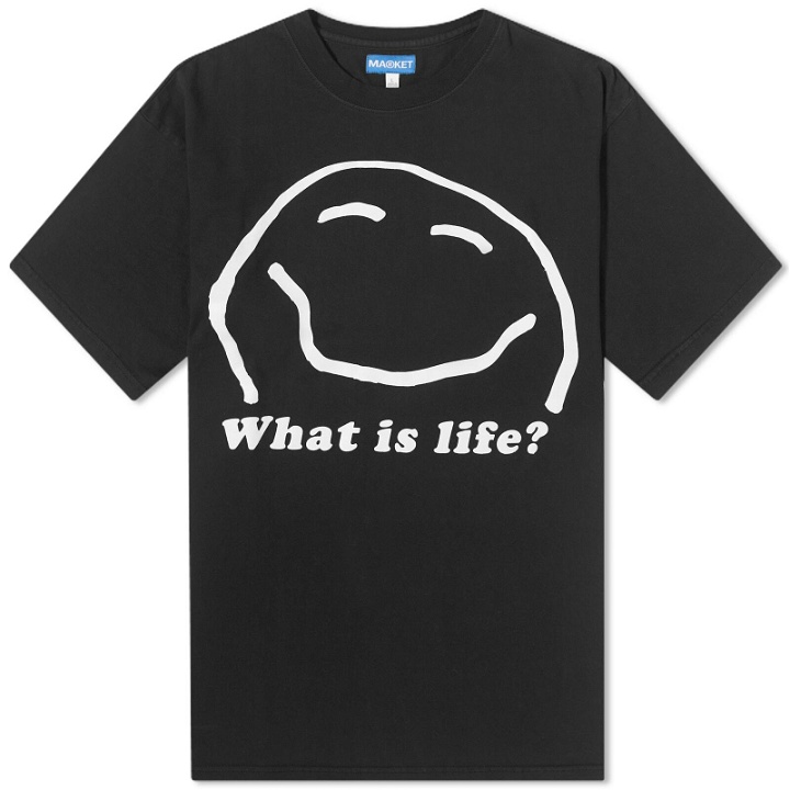 Photo: MARKET Men's What Is Life T-Shirt in Washed Black