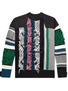 Sacai - Shell-Panelled Distressed Linen and Cotton-Blend Jacquard Sweater - Multi