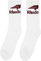 Rhude White & Burgundy Chevron Logo Socks