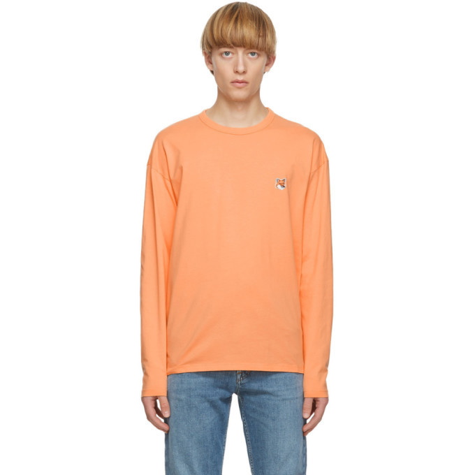 Photo: Maison Kitsune Orange Fox Head Long Sleeve T-Shirt