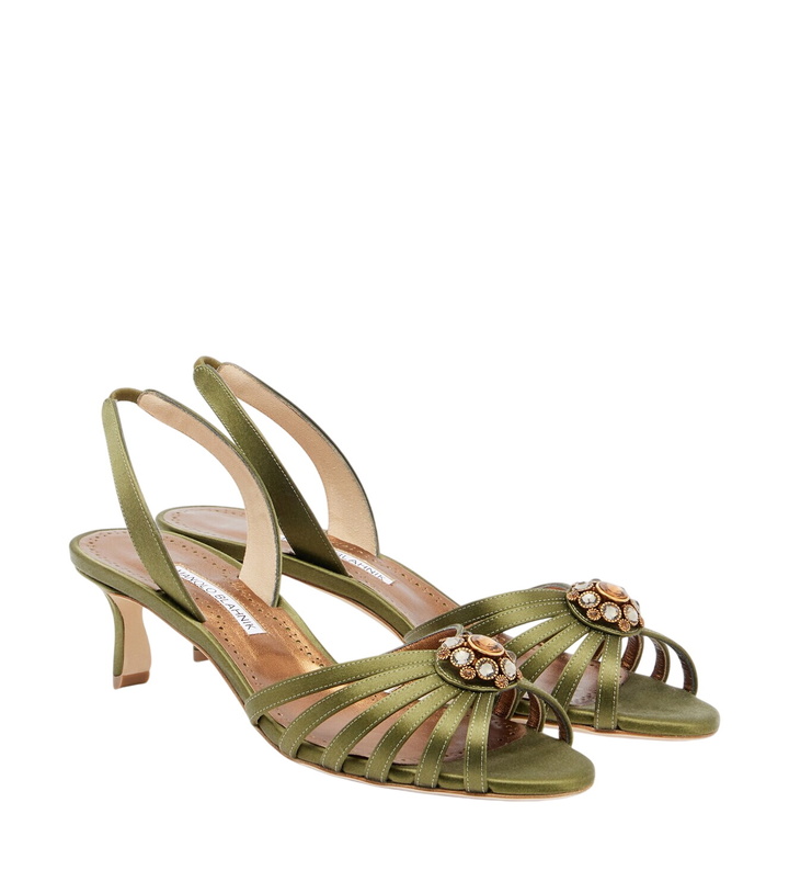 Photo: Manolo Blahnik Fulmasli embellished satin slingback sandals