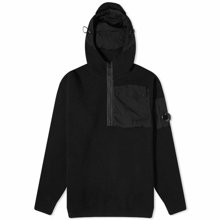 Photo: C.P. Company Men's Lambswool Mixed Headed Zip in Black