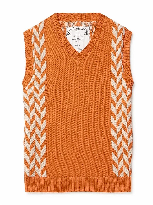 Photo: MANAAKI - Manaia Slim-Fit Intarsia Cotton Sweater Vest - Orange
