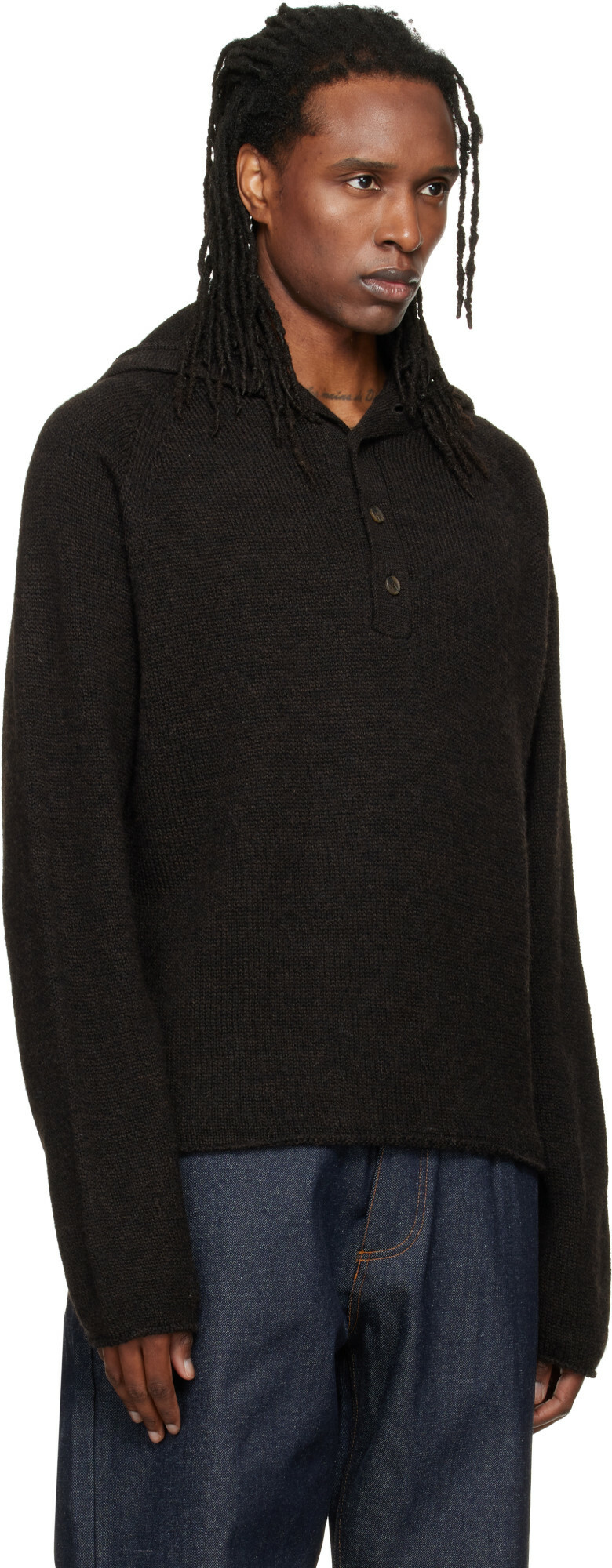YMC Brown Runaway Neck Sweater