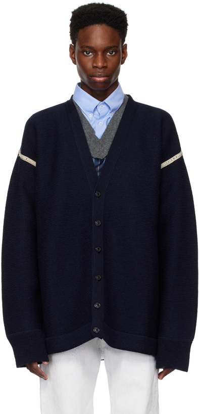 Photo: Maison Margiela Navy Reversed Cardigan