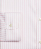 Brooks Brothers Men's Stretch Milano Slim-Fit Dress Shirt, Non-Iron Twill Button-Down Collar Bold Stripe | Pink