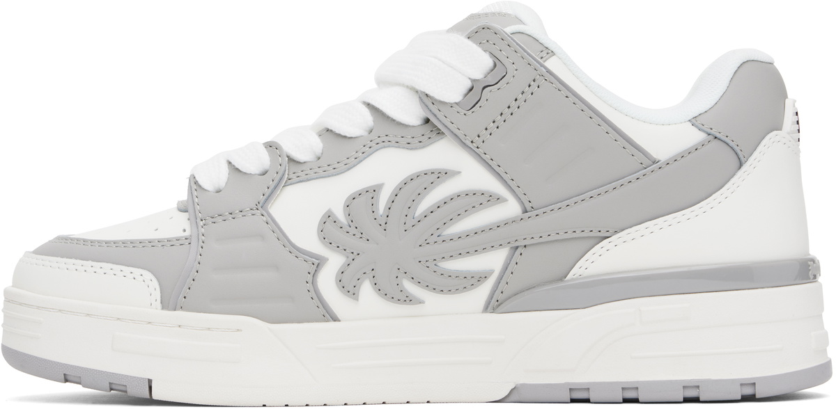 Palm Angels White & Gray Venice Leather Sneakers