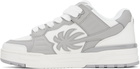 Palm Angels White & Gray Venice Leather Sneakers