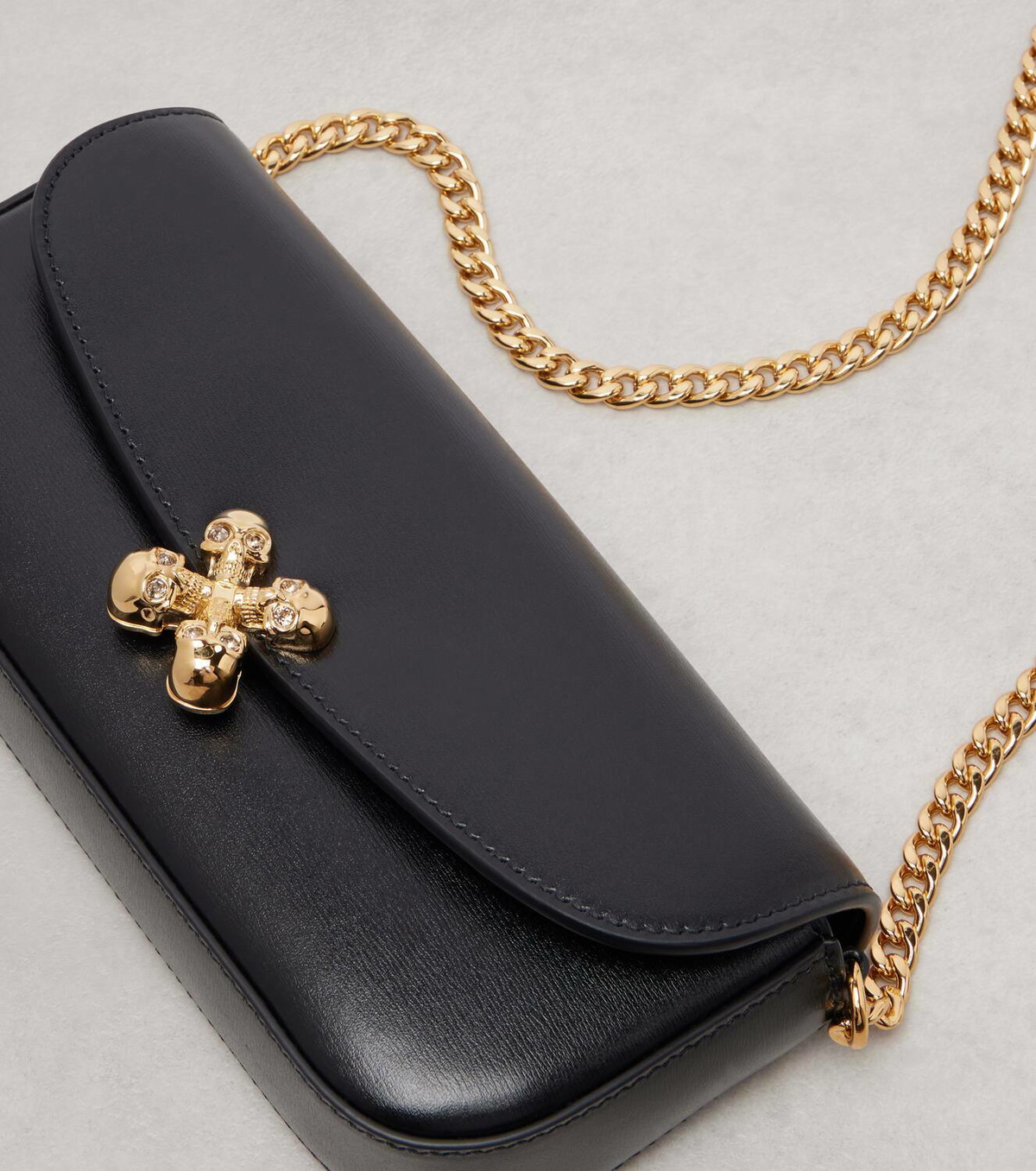 McQueen Skull Flower leather shoulder bag