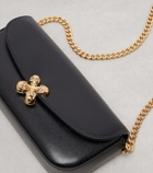McQueen Skull Flower leather shoulder bag