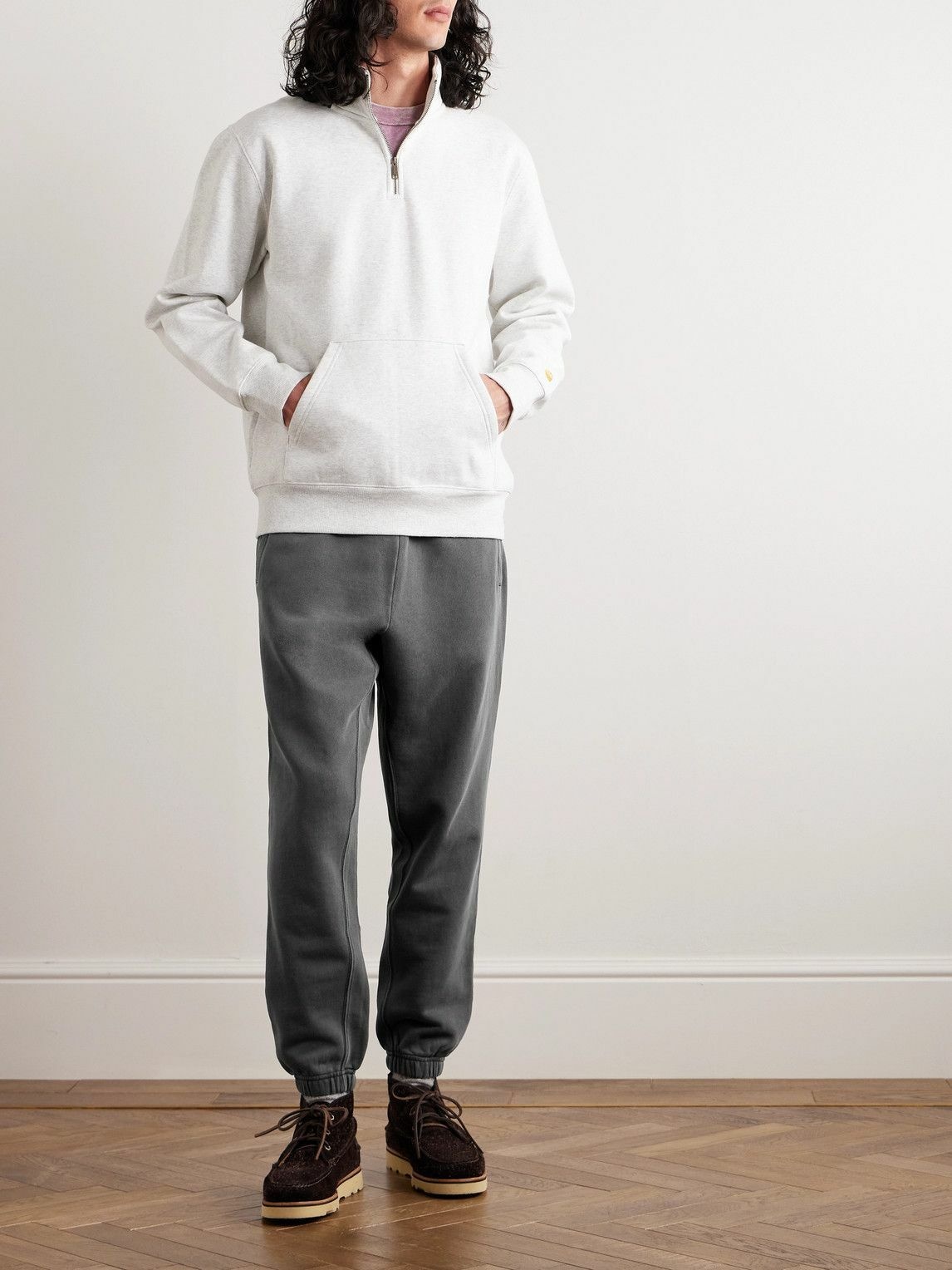 Carhartt WIP - Nelson Tapered Garment-Dyed Cotton-Jersey Sweatpants - Gray