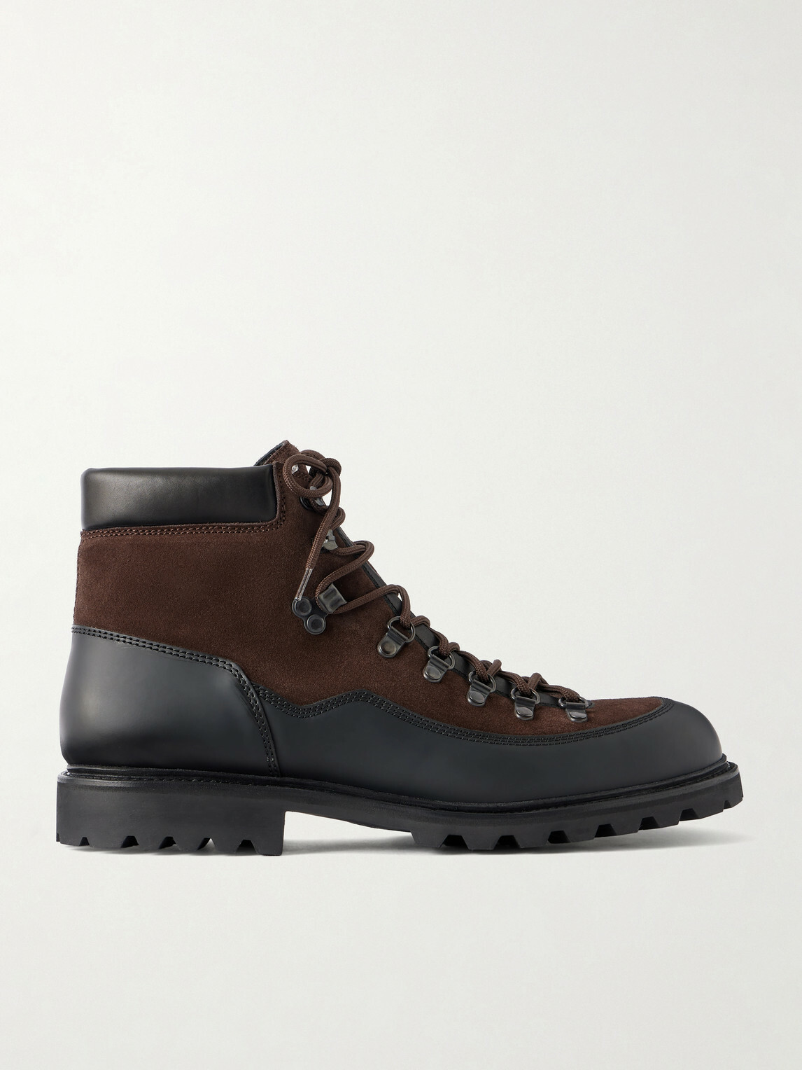 MORJAS - Leather-Trimmed Suede Hiking Boots - Brown