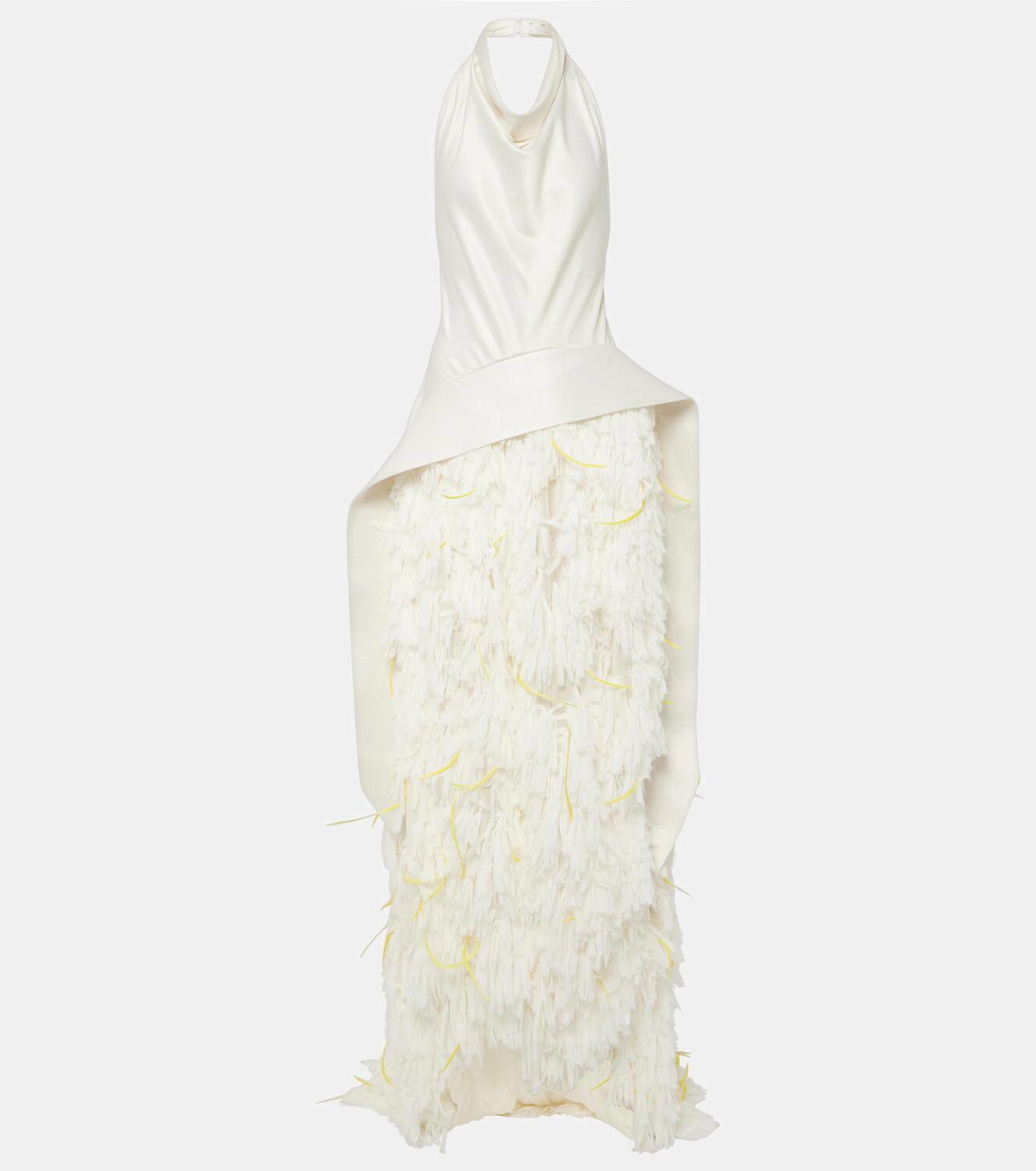 Xu Zhi Halterneck feather-trimmed gown