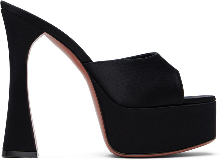 Photo: Amina Muaddi Black Dalida Plateau Slipper 140 Heeled Sandals