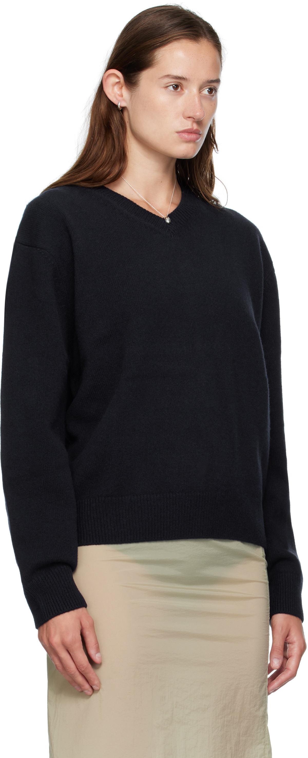 COOR Navy Wool V-Neck Sweater