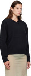 COOR Navy Wool V-Neck Sweater