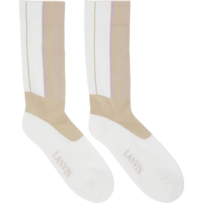 Photo: Lanvin Off-White Stripes Logo Socks