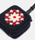 Moncler Embroidered leather-trimmed clutch