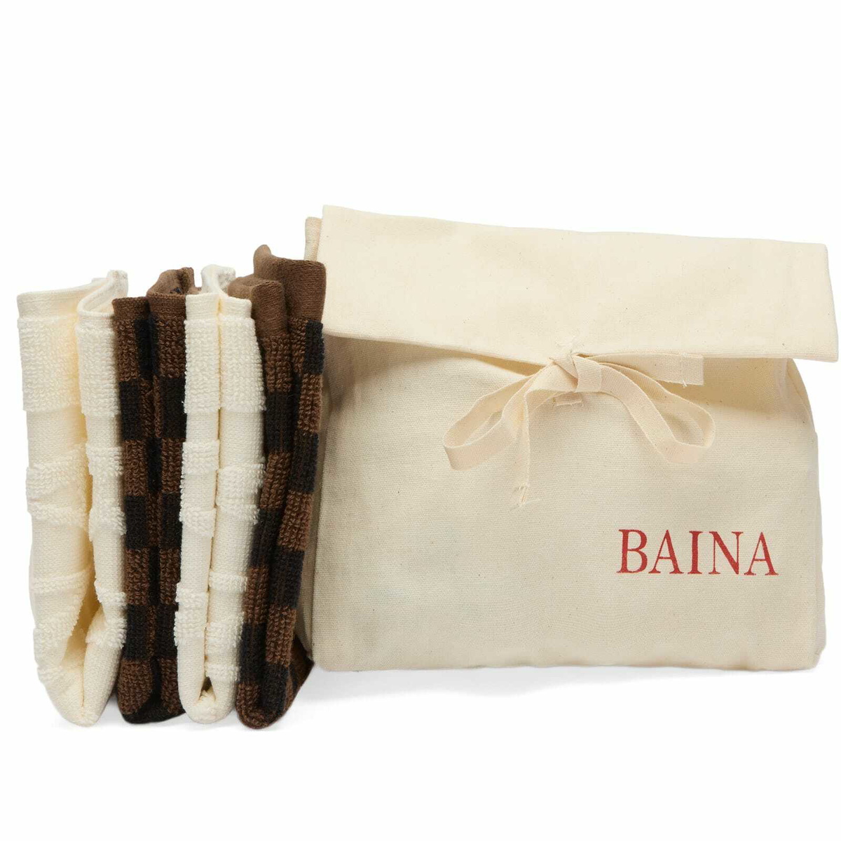 Baina Face Cloth Gift Set in Ivory/Tabac/Noir 