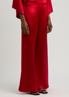BY Malene Birger Lucee Flared-leg Satin Trousers Red