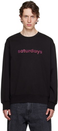 Saturdays NYC Black Bowery Cheetah Sweatshirt