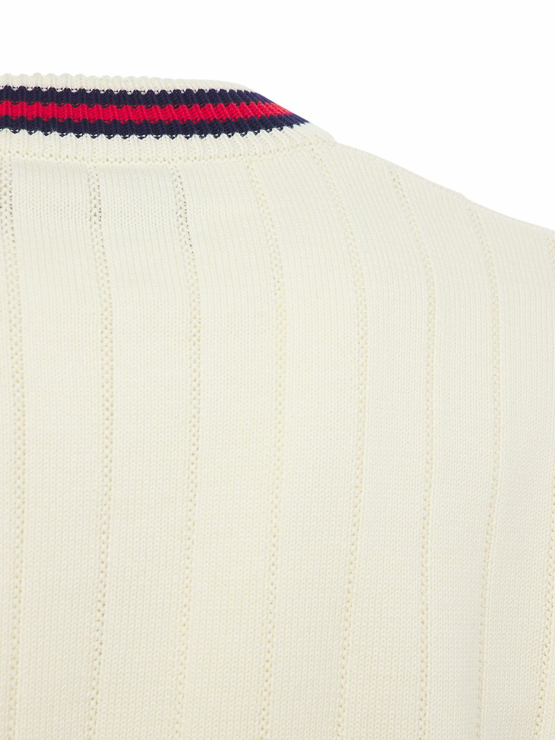 24SS new/GUCCI ウェブストライプポロセーター Sweater White Gucci Web Stripe cotton polo sweater Gucci