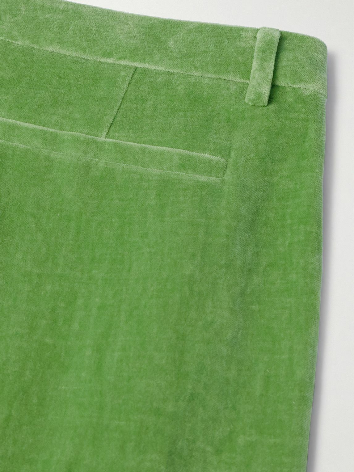 Valentino Garavani - Flared Jacquard-Trimmed Cotton and Linen-Blend Velvet Trousers - Green