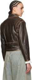 OPEN YY SSENSE Exclusive Brown Leather Jacket