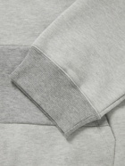 Valentino - Logo-Print Panelled Jersey Zip-Up Hoodie - Gray