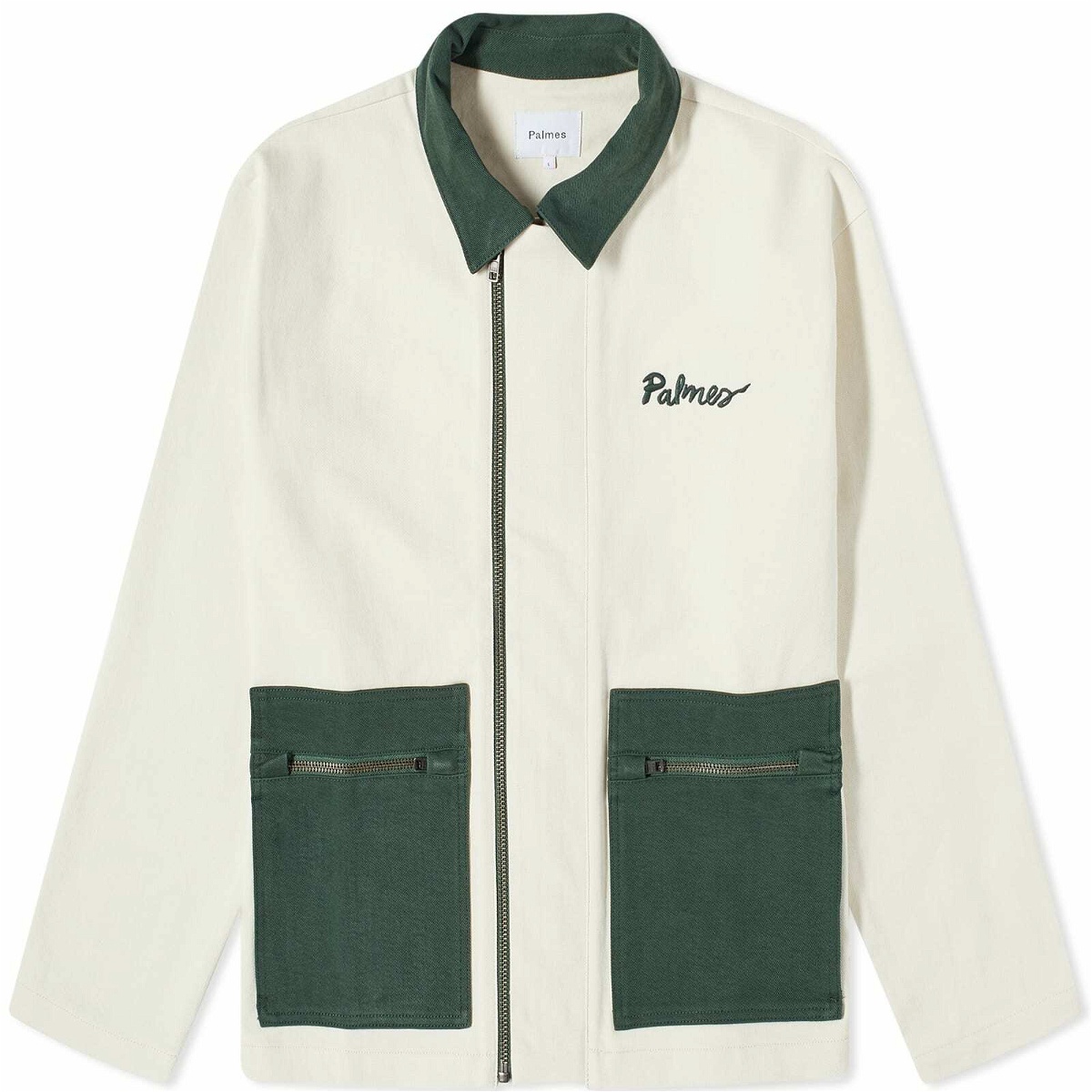 Photo: Palmes Men's Double Zip Jacket in Off White/Green