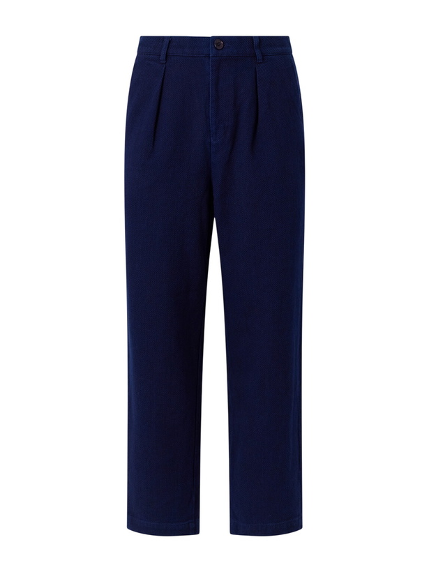 Photo: Blue Blue Japan - Wide-Leg Pleated Cotton-Sashiko Trousers - Blue