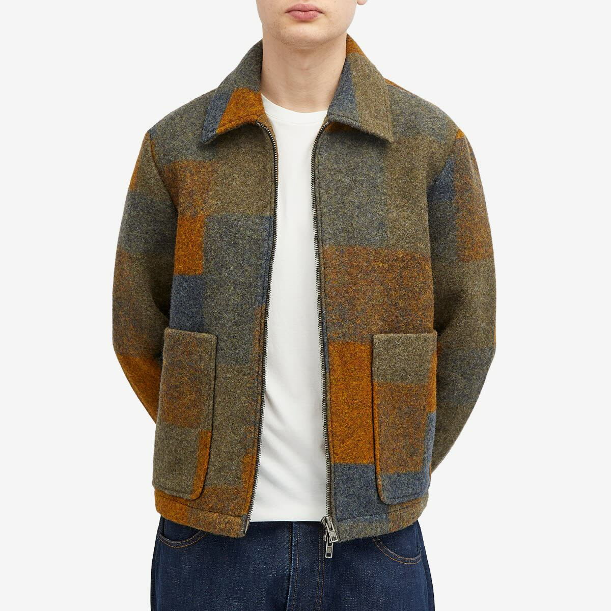 NN07 Men's Gael Patchwork Wool Jacket in Brown Check NN07
