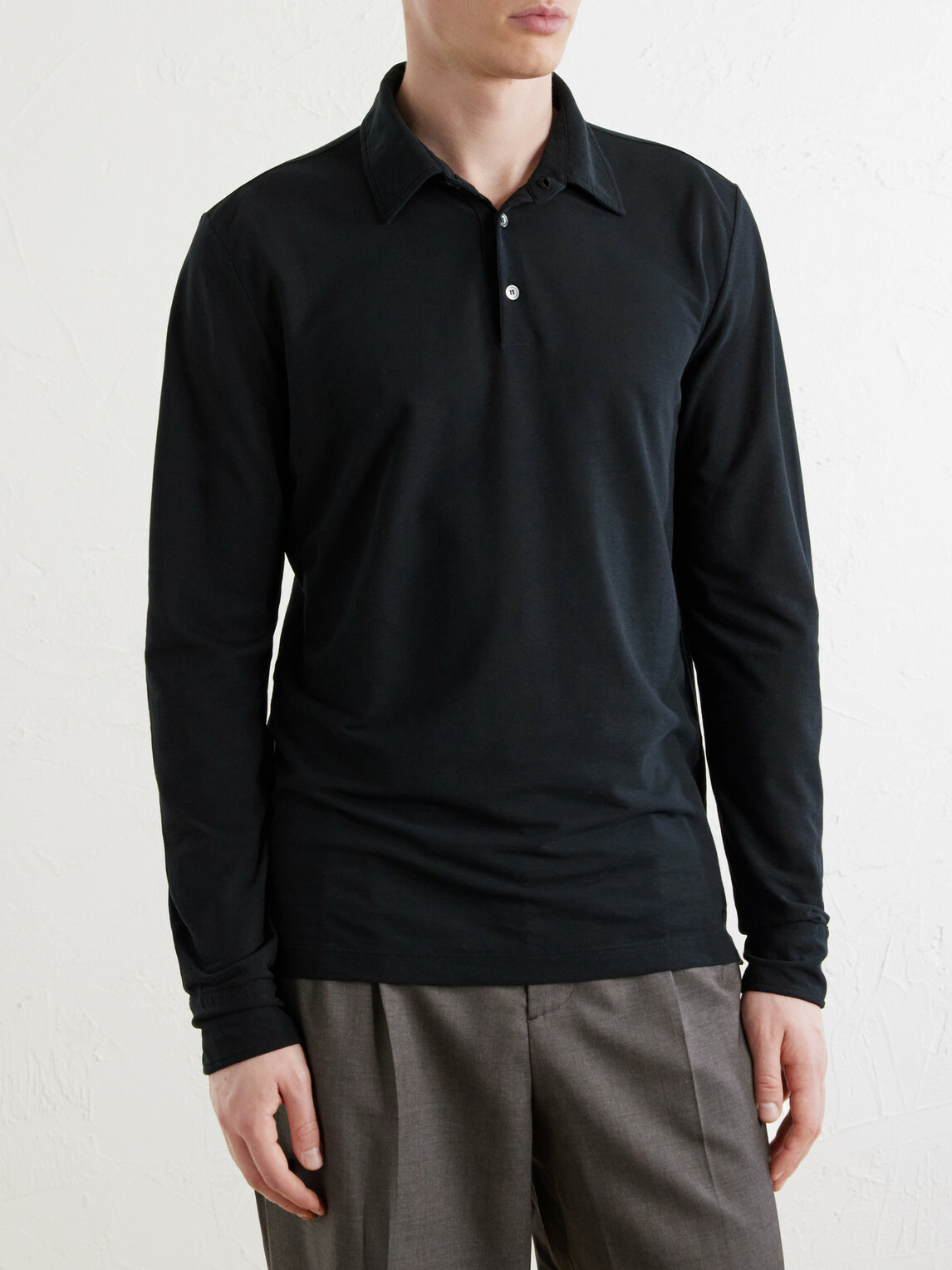 Slowear - Slim-Fit Flexwool Polo Shirt - Black