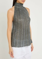 Missoni Scarf-effect Fine-knit top Silver