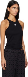 Marine Serre Black Moon Logo Ribbed Jersey Tank Top