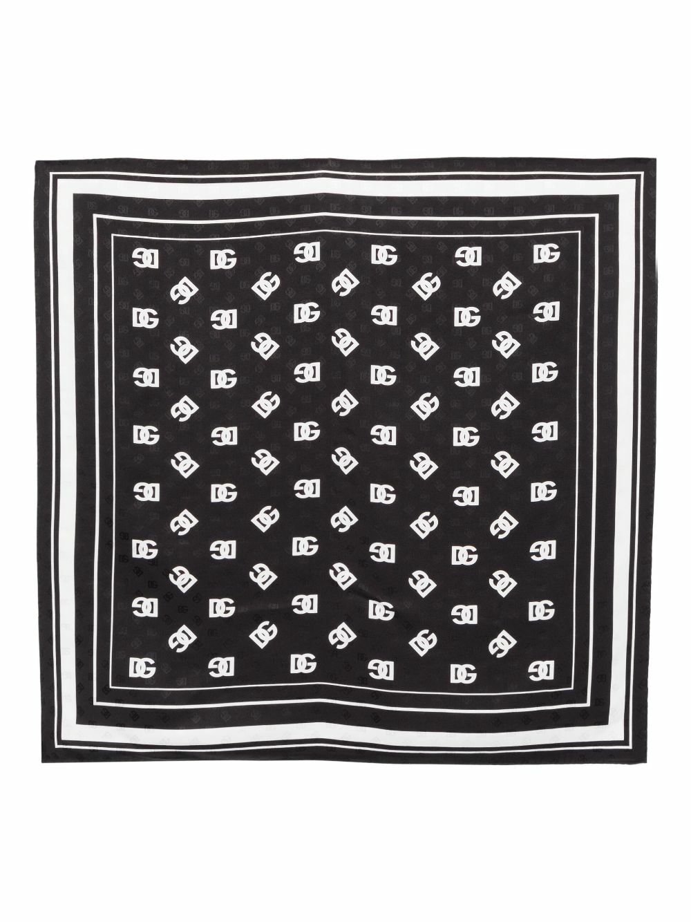 Dolce & Gabbana Black Horseshoe Silk Square Handkerchief Scarf main image 1