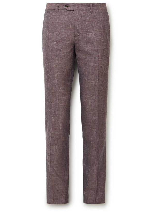 Photo: Lardini - Wool, Silk and Linen-Blend Suit Trousers - Brown