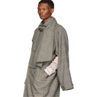 Gucci Grey and Orange Plaid Detachable Scarf Trench Coat