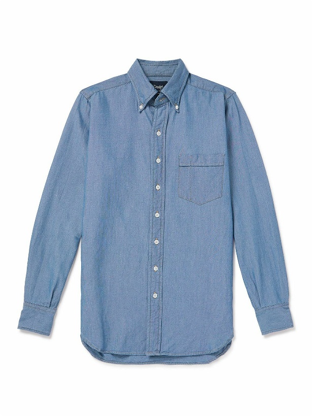 Photo: Drake's - Button-Down Collar Cotton-Chambray Shirt - Blue