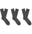 Falke - Three-Pack Airport Mélange Stretch Wool-Blend Socks - Dark gray