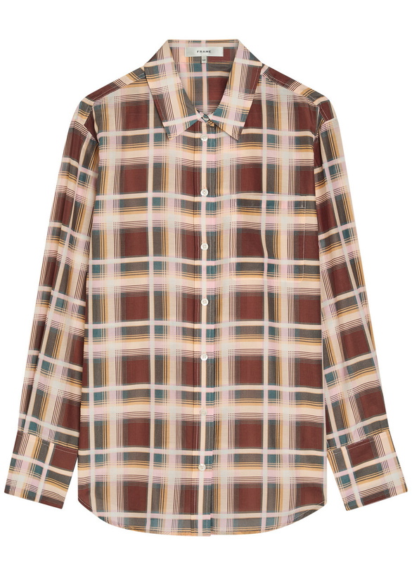 Photo: Frame The Plaid Boy Cotton and Silk-blend Shirt Red