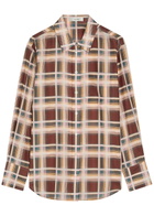 Frame The Plaid Boy Cotton and Silk-blend Shirt Red