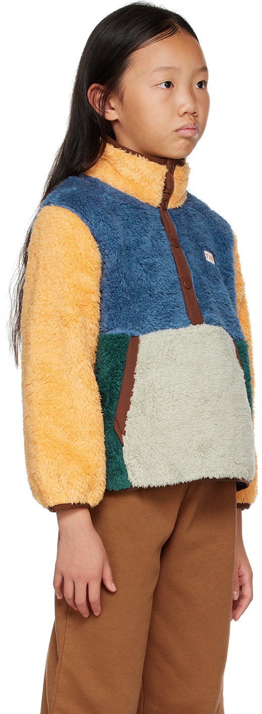 TINYCOTTONS Kids Blue & Yellow Color Block Jacket